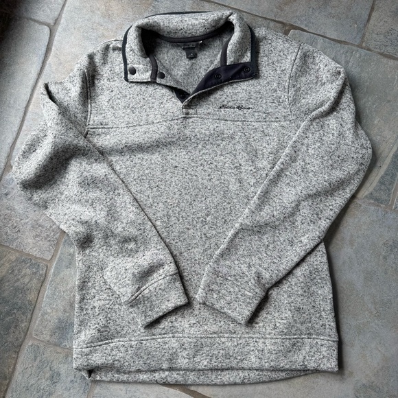 Eddie Bauer Men’s Heavyweight Gray Radiator‎ Fleece Quarter Snap Medium - Picture 3 of 5